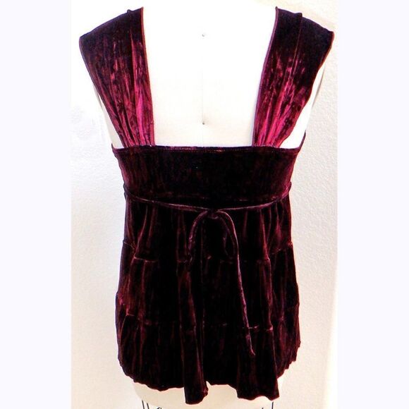Maroon velvet lace empire flare top - Picture 4 of 7